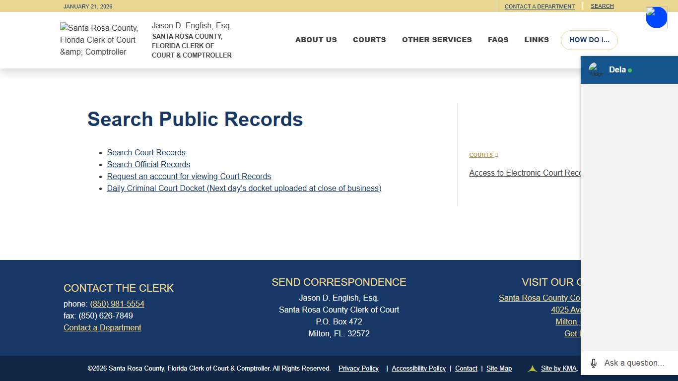 Jason D. English, Esq. | Santa Rosa County, FL Clerk of Court & Comptroller